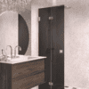 Folding shower screen Hietakari Vetro 513, brushed fittings, black glass