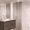 Folding shower screen Hietakari Vetro 513, brushed fittings, brown reeded glass