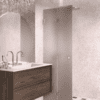 Folding shower screen Hietakari Vetro 513, brushed fittings, brown satin glass