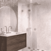 Folding shower screen Hietakari Vetro 513, brushed fittings, reeded glass