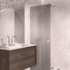 Folding shower screen Hietakari Vetro 513, chrome fittings, grey satin glass