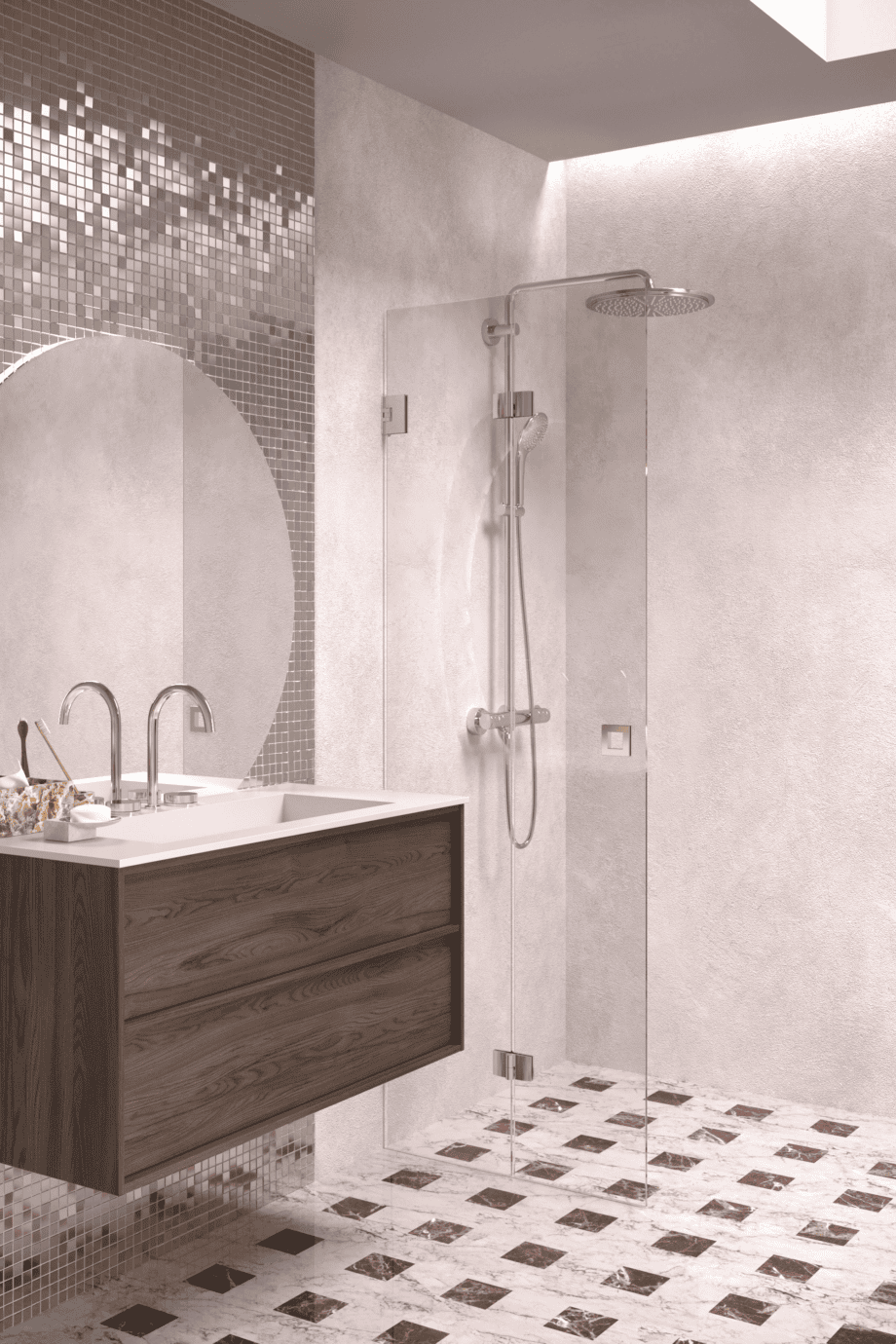 Folding shower screen Hietakari Vetro 513, chrome fittings, super bright glass