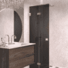 Folding shower screen Hietakari Vetro 513, brass fittings, black glass