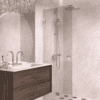 Folding shower screen Hietakari Vetro 513, brass fittings, bronze tinted glass