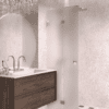 Folding shower screen Hietakari Vetro 513, brass fittings, satin frosted glass