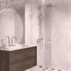 Folding shower screen Hietakari Vetro 513, brass fittings, super bright glass