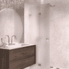 Folding shower screen Hietakari Vetro 513, brass fittings, super bright satin glass