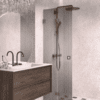 Folding shower screen Hietakari Vetro 513, Mocha fittings, grey reeded glass