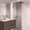 Folding shower screen Hietakari Vetro 513, Mocha fittings, grey satin glass