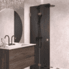 Folding shower screen Hietakari Vetro 513, Mocha fittings, black glass