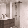 Folding shower screen Hietakari Vetro 513, Mocha fittings, brown reeded glass