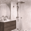 Folding shower screen Hietakari Vetro 513, Mocha fittings, reeded glass