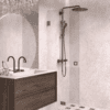 Folding shower screen Hietakari Vetro 513, Mocha fittings, super bright glass