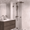 Folding shower screen Hietakari Vetro 513, black fittings, grey tinted glass