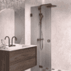 Folding shower screen Hietakari Vetro 513, black fittings, grey reeded glass