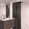 Folding shower screen Hietakari Vetro 513, black fittings, black glass