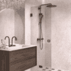 Folding shower screen Hietakari Vetro 513, black fittings, bronze tinted glass