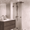 Folding shower screen Hietakari Vetro 513, black fittings, brown reeded glass