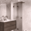 Folding shower screen Hietakari Vetro 513, black fittings, brown satin glass