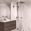 Folding shower screen Hietakari Vetro 513, black fittings, reeded glass
