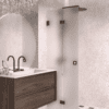 Folding shower screen Hietakari Vetro 513, black fittings, satin frosted glass