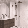 Folding shower screen Hietakari Vetro 513, black fittings, super bright glass