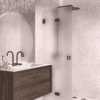 Folding shower screen Hietakari Vetro 513, black fittings, super bright satin glass
