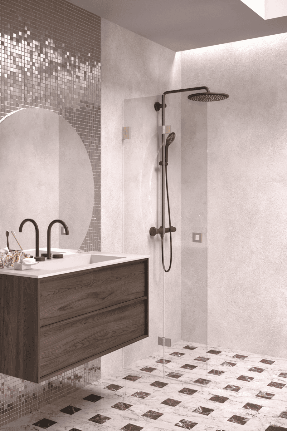 Folding shower screen Hietakari Vetro 513, Sand fittings, clear glass