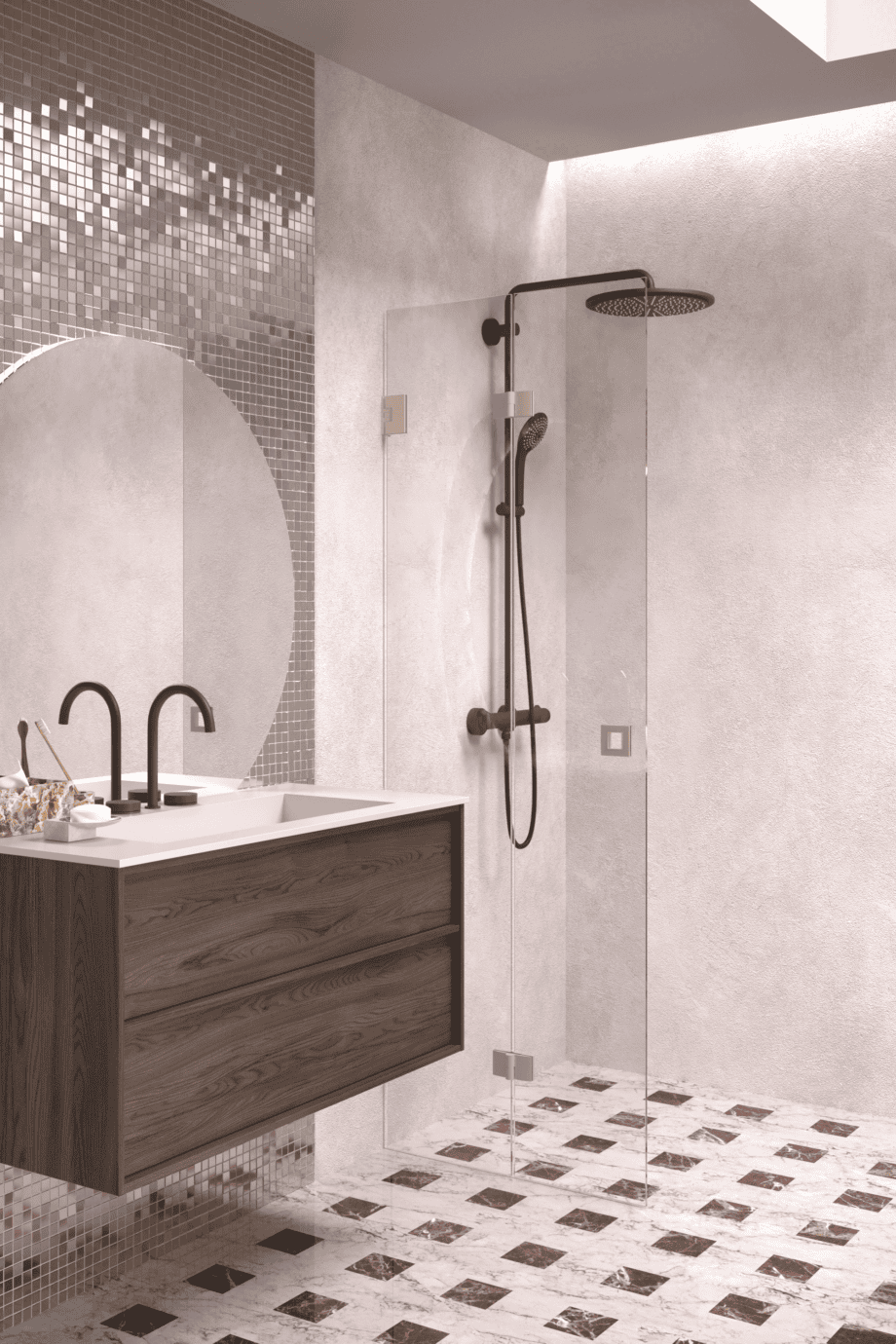 Folding shower screen Hietakari Vetro 513, Sand fittings, super bright glass