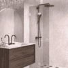 Folding shower screen Hietakari Vetro 513, white fittings, grey tinted glass