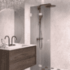 Folding shower screen Hietakari Vetro 513, white fittings, grey reeded glass