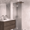 Folding shower screen Hietakari Vetro 513, white fittings, grey satin glass