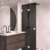 Folding shower screen Hietakari Vetro 513, white fittings, black glass