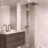 Folding shower screen Hietakari Vetro 513, white fittings, brown reeded glass