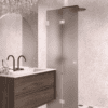 Folding shower screen Hietakari Vetro 513, white fittings, brown satin glass