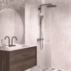 Folding shower screen Hietakari Vetro 513, white fittings, reeded glass