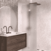 Folding shower screen Hietakari Vetro 513, white fittings, satin frosted glass