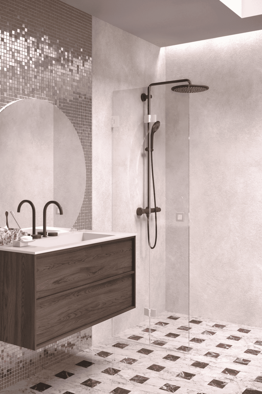 Folding shower screen Hietakari Vetro 513, white fittings, super bright glass