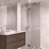 Hinged shower screen with fixed part Hietakari Vetro 514, chrome fittings, grey tinted glass Hinged shower screen with fixed part Hietakari Vetro 514, chrome fittings, grey tinted glass