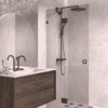 Hinged shower screen with fixed part Hietakari Vetro 514, black fittings, grey tinted glass Hinged shower screen with fixed part Hietakari Vetro 514, black fittings, grey tinted glass