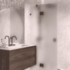 Hinged shower screen with fixed part Hietakari Vetro 514, black fittings, satin frosted glass Hinged shower screen with fixed part Hietakari Vetro 514, black fittings, satin frosted glass