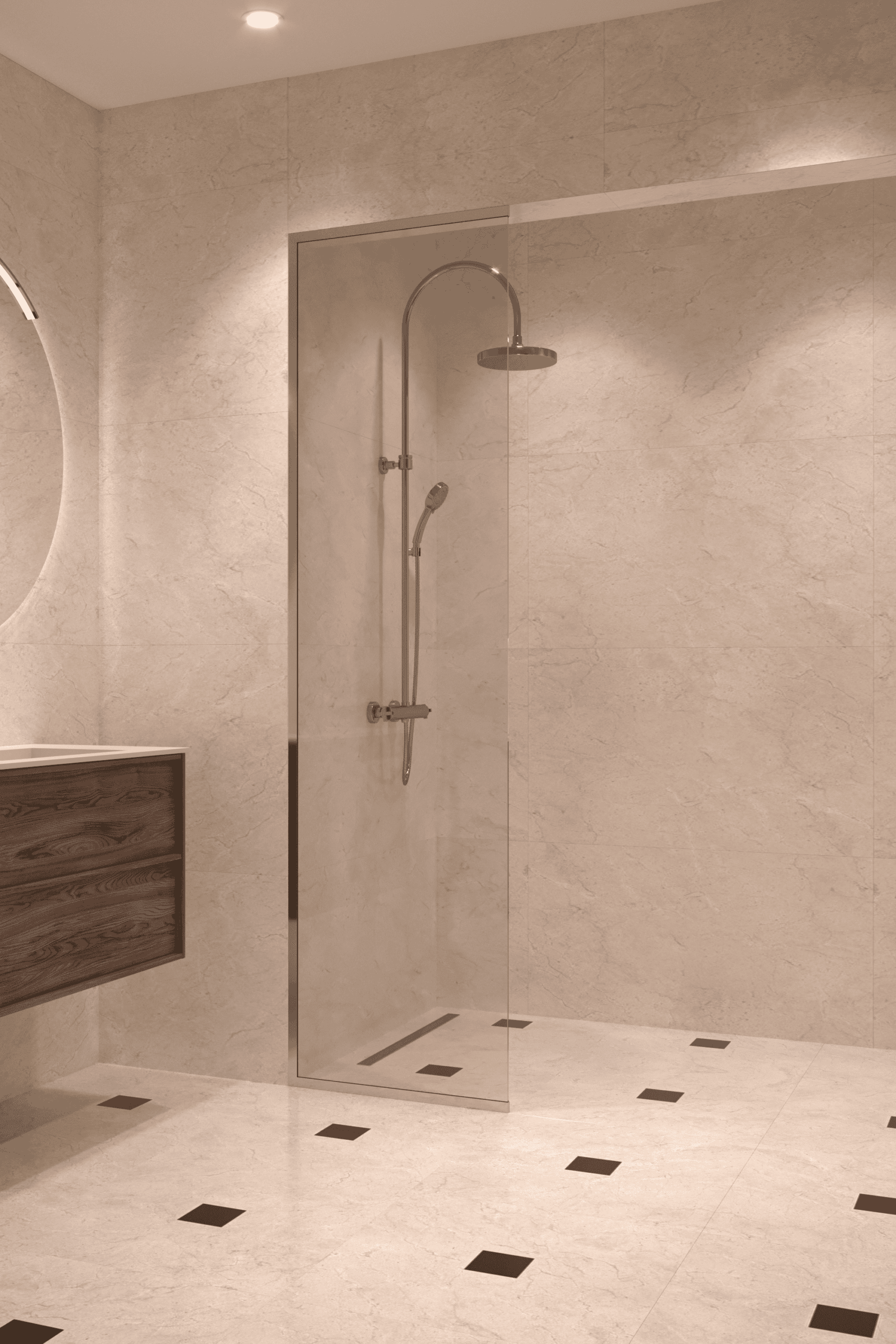 Framed fixed shower screen Hietakari Vetro 516, chrome fittings, clear glass Framed fixed shower screen Hietakari Vetro 516, chrome fittings, clear glass