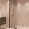 Framed fixed shower screen Hietakari Vetro 516, black fittings, bronze tinted glass Framed fixed shower screen Hietakari Vetro 516, black fittings, bronze tinted glass