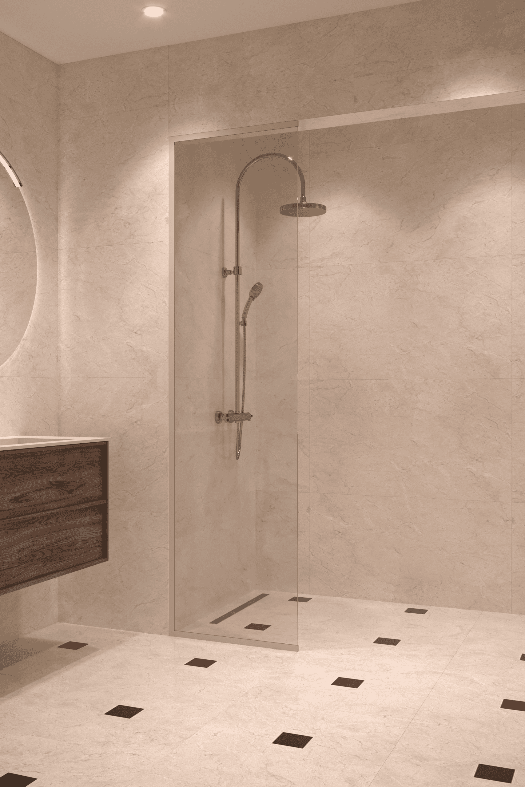 Framed fixed shower screen Hietakari Vetro 516, Sand fittings, clear glass Framed fixed shower screen Hietakari Vetro 516, Sand fittings, clear glass