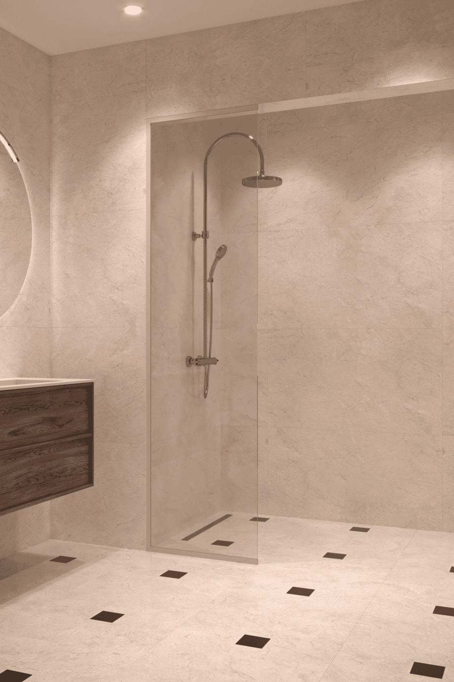 Framed fixed shower screen Hietakari Vetro 516, Sand fittings, super bright glass Framed fixed shower screen Hietakari Vetro 516, Sand fittings, super bright glass