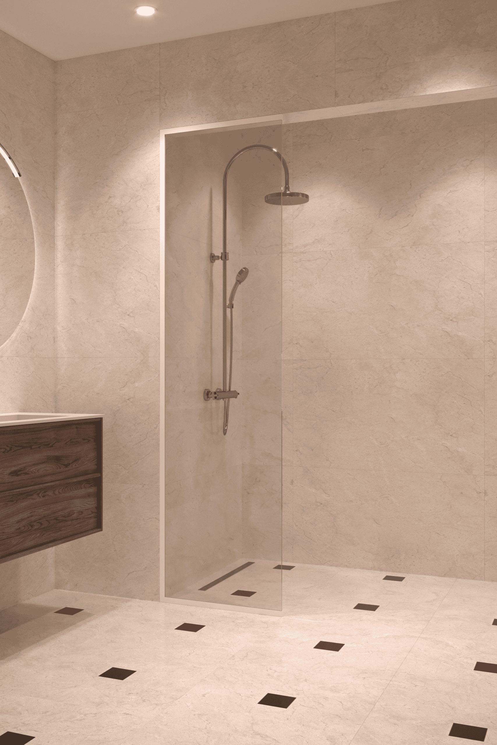 Framed fixed shower screen Hietakari Vetro 516, white fittings, clear glass Framed fixed shower screen Hietakari Vetro 516, white fittings, clear glass