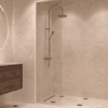 Framed fixed shower screen Hietakari Vetro 516, white fittings, super bright glass Framed fixed shower screen Hietakari Vetro 516, white fittings, super bright glass