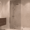 Framed shower screen with fixed part Hietakari Vetro 517, chrome fittings, grey tinted glass
