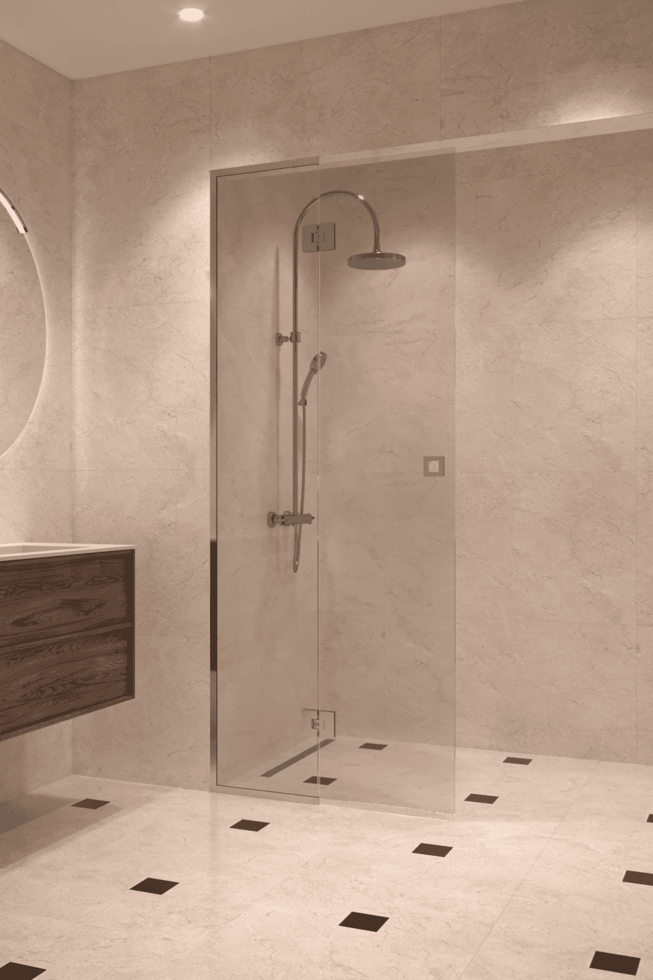 Framed shower screen with fixed part Hietakari Vetro 517, chrome fittings, clear glass