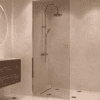 Framed shower screen with fixed part Hietakari Vetro 517, chrome fittings, bronze tinted glass